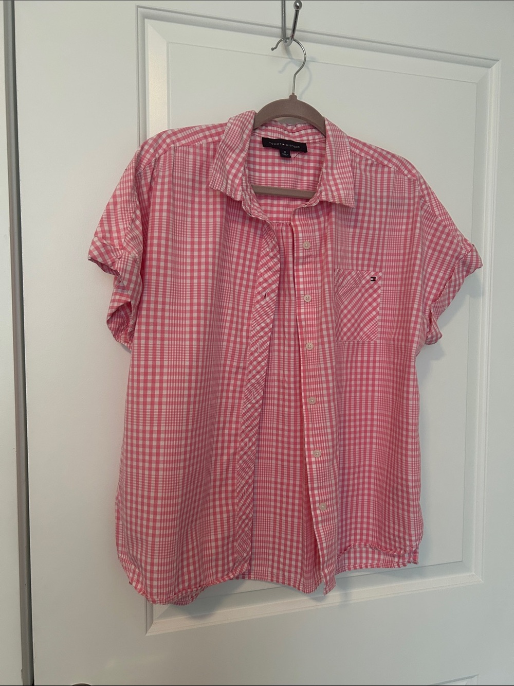 Pink Tommy Hilfiger Cool Button- down Cotton Top - Picture 1 of 5